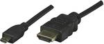 Manhattan High Speed HDMI Cable with Ethernet, HEC, ARC, 3D, 4K, HDMI Male to Micro Male, Shielded, Black, 2 m (6.6 ft.)