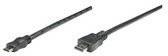Two black USB cables, one with a Type-A plug and the other with a Type-B plug, on a white background.