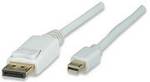 Manhattan Mini DisplayPort Monitor Cable, Mini DisplayPort Male to DisplayPort Male, 3 m (10 ft.), White