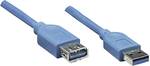 Manhattan SuperSpeed USB Extension Cable, A Male / A Female, 2 m, Blue