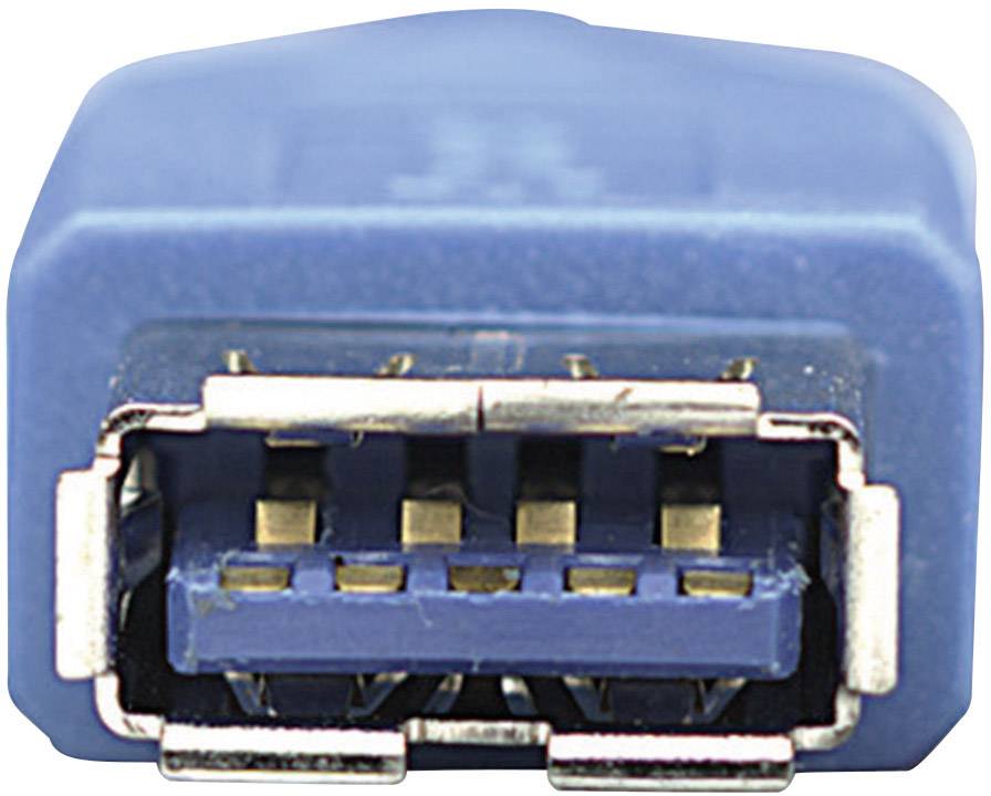 Manhattan USB cable USB 3.2 1st Gen USB-A plug, USB-A socket 3.00 m Blue gold plated connectors, UL-approved 322447-CG-4
