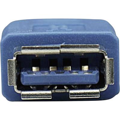 A blue USB 3.0 port, characterised by its rectangular shape and additional pins for faster data transfer.