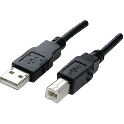 Manhattan USB cable USB 2.0 USB-A plug, USB-B plug 1.80 m Black gold plated connectors, UL-approved 333368-CG