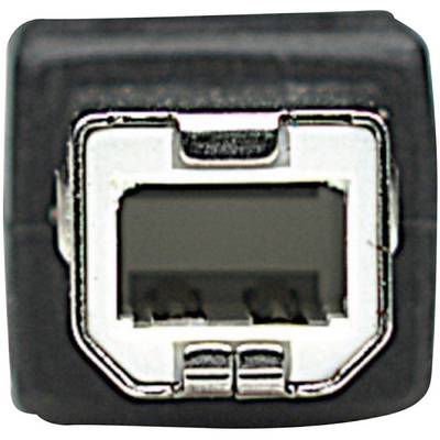 A USB-B plug with a rectangular, bevelled design. Suitable for connection to printers or other devices.