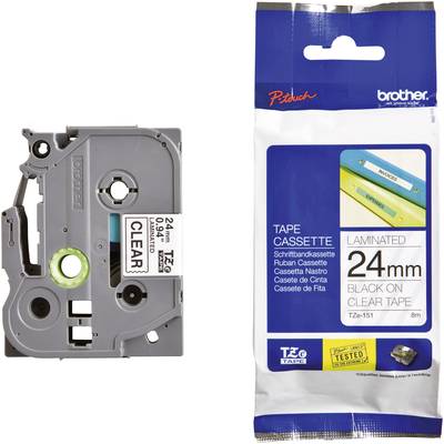 Brother TZe-151 Labelling tape  Plastic Tape colour: Transparent Font colour: Black 24 mm 8 m