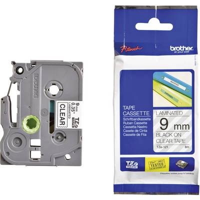 Brother TZe-121 Labelling tape   Tape colour: Transparent Font colour: Black 9 mm 8 m