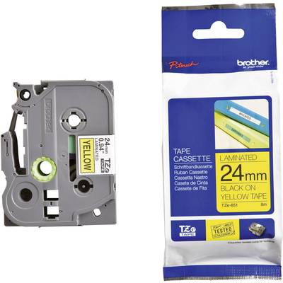 Brother TZe-651 Labelling tape  Plastic Tape colour: Yellow Font colour: Black 24 mm 8 m