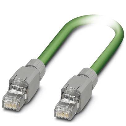 A green Ethernet cable with two plugs.