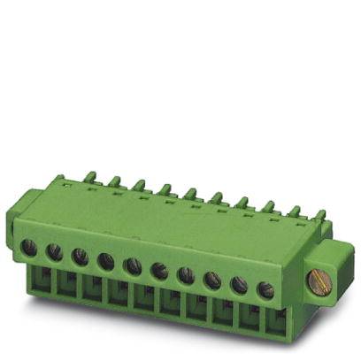 A green terminal block with eight connections, typical for electrical connections in control cabinets or control systems.