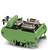 Green terminal block with multiple connectors, including D-Sub connections, mounted on a black base, likely for industrial applications.
