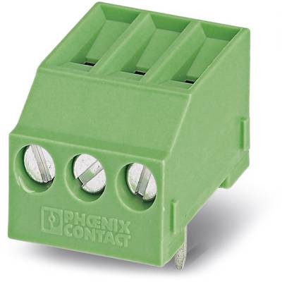 Green printed circuit board connector, three-pole, with screw terminals, from Phoenix Contact, for electrical connections.
