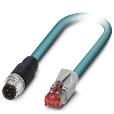 Phoenix Contact 1403499 M12 / RJ45 Network cable, patch cable CAT 5e SF/UTP 3.00 m Green Flame-retardant, incl. detent 1