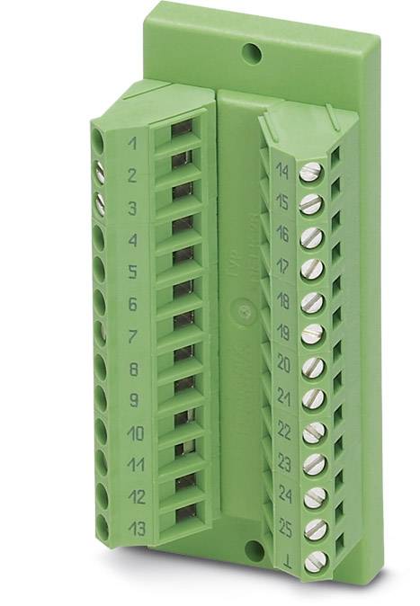 'Green electrical connector block with numbered terminals from 1 to 25. Suitable for wiring electrical circuits.'