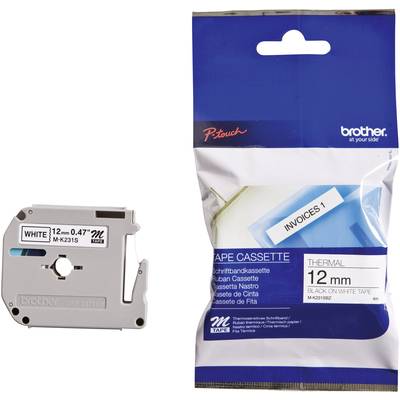 Brother M-K231S Labelling tape  Plastic Tape colour: White Font colour: Black 12 mm 4 m