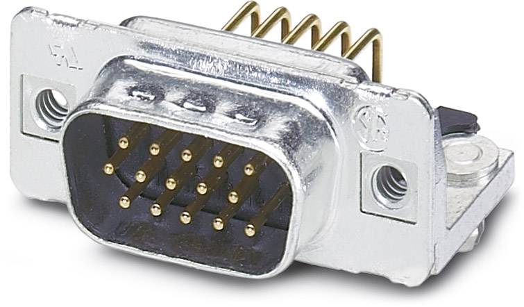 'Close-up of a D-sub connector with metal housing and pins. Typically used for data transmission in IT equipment.'