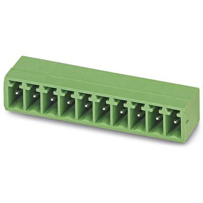 Green electrical connector with ten terminals, suitable for securely connecting cables in industrial applications.