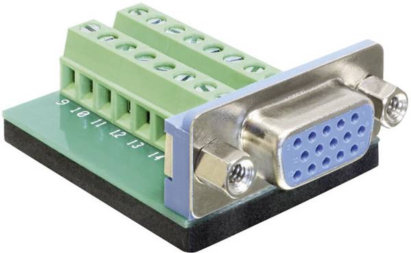 Delock 65170 VGA connector Socket, vertical vertical Number of pins: 16  Silver 1 pc(s) Piece