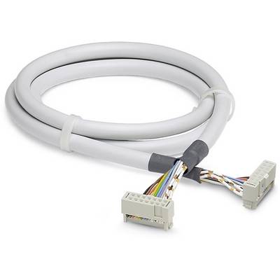 A white, wrapped cable with multiple coloured wires attached to two connectors at each end.