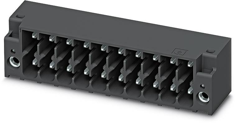 Plastic enclosure with side insertion slots, suitable for electrical connectors, mountable with screws at each corner.
