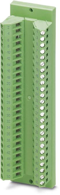 Green industrial cable connection module with numbered screw terminals in two rows, suitable for electrical wiring.