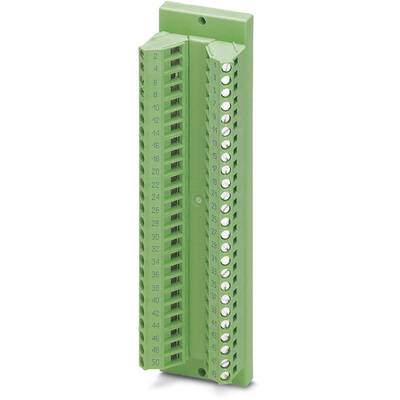 Green industrial cable connection module with numbered screw terminals in two rows, suitable for electrical wiring.