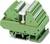Green electrical terminal block with multiple cable connection openings, type 'UMK-SE 11.25-3', by Phoenix Contact.