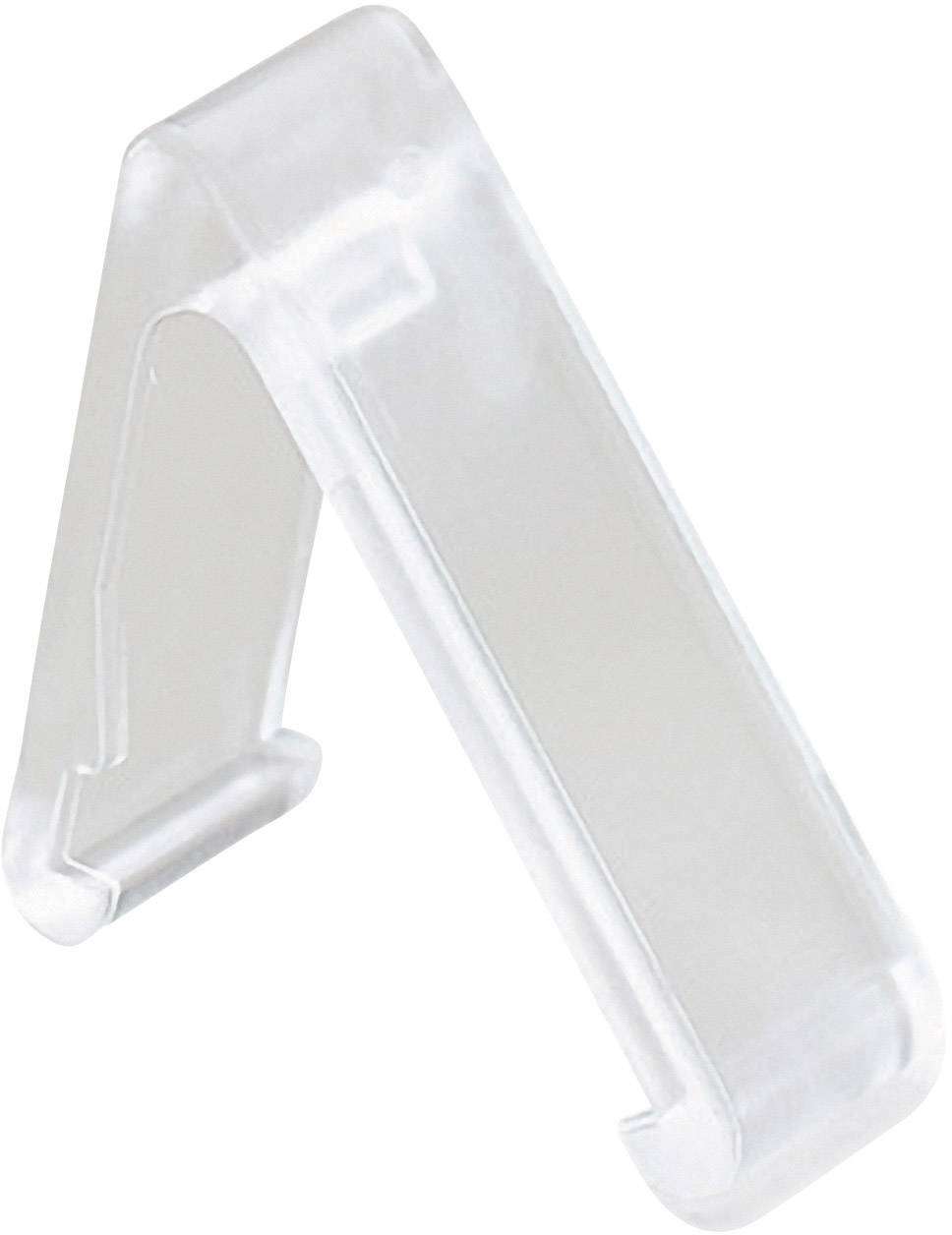 A transparent plastic A-frame holder, likely designed for supporting items such as signs or cards.
