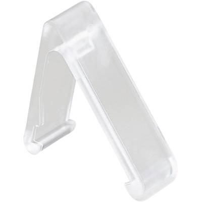 A transparent plastic A-frame holder, likely designed for supporting items such as signs or cards.