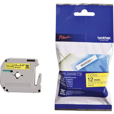 Brother M-K 631 Labelling tape   Tape colour: Yellow Font colour: Black 12 mm 8 m