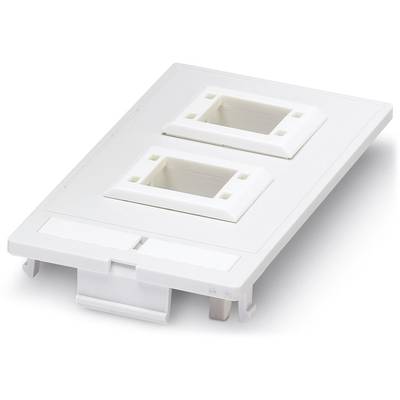 White plastic cover with two rectangular cutouts for securing electronic components in an enclosure.