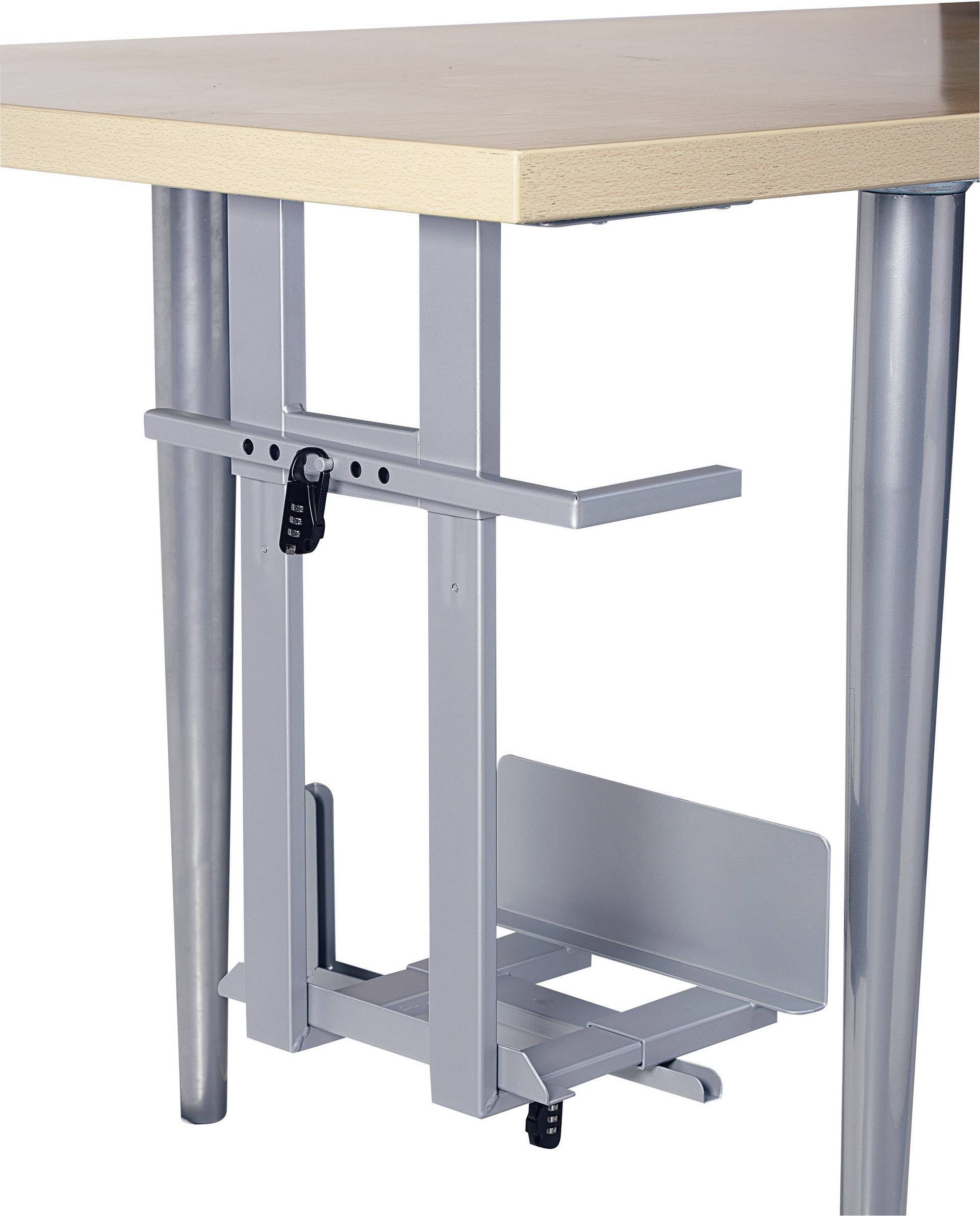 Under Desk Computer Tower Holder with Lock Silver from