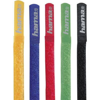 Hama Hook-and-loop cable tie Nylon Red, Blue, Black, Yellow, Green Flexible (L x W) 215 mm x 16 mm 5 pc(s)  00020535