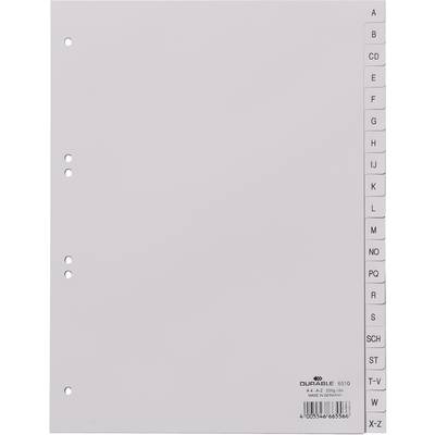 Durable 6510 Index A4 A-Z  Polypropylene Grey 20 dividers  embossed tabs 651010 