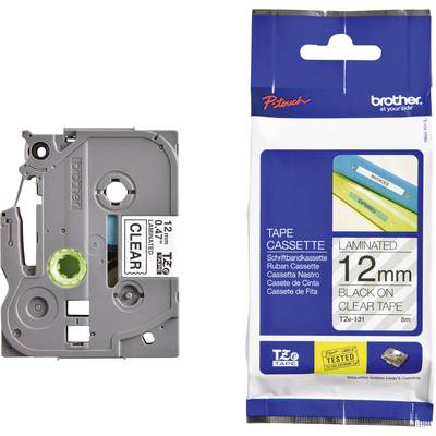 Brother TZe-131 Labelling tape  Plastic Tape colour: Transparent Font colour: Black 12 mm 8 m