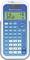 A blue and white scientific pocket calculator by Texas Instruments, model TI-34 MultiView, with function keys and display.
