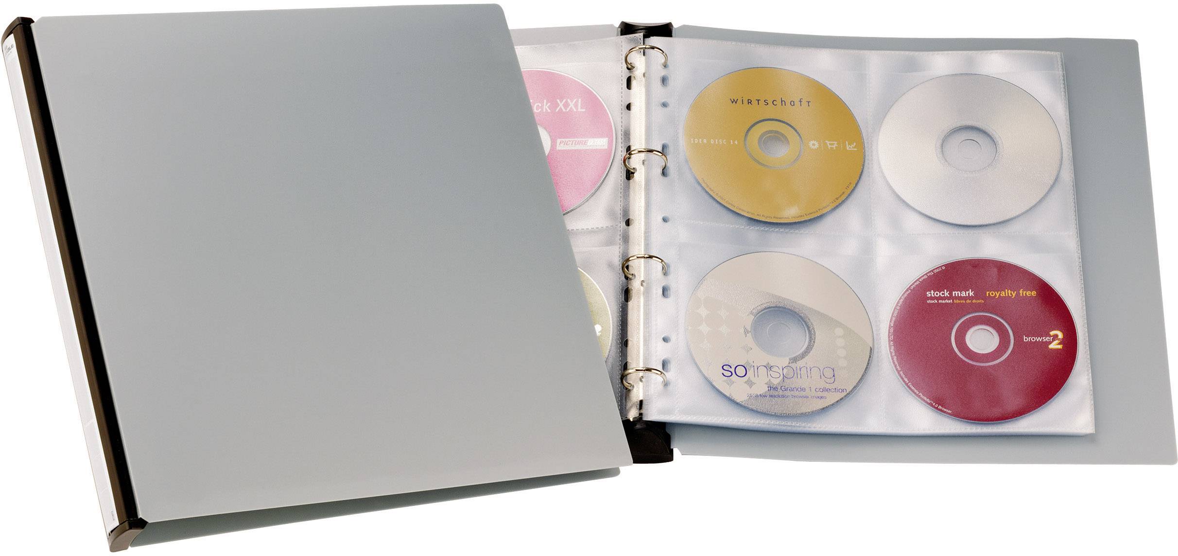 Durable CD/DVD folder 96 CDs/DVDs/Blu-rays Polypropylene Black, Grey 12 pc(s) 527701