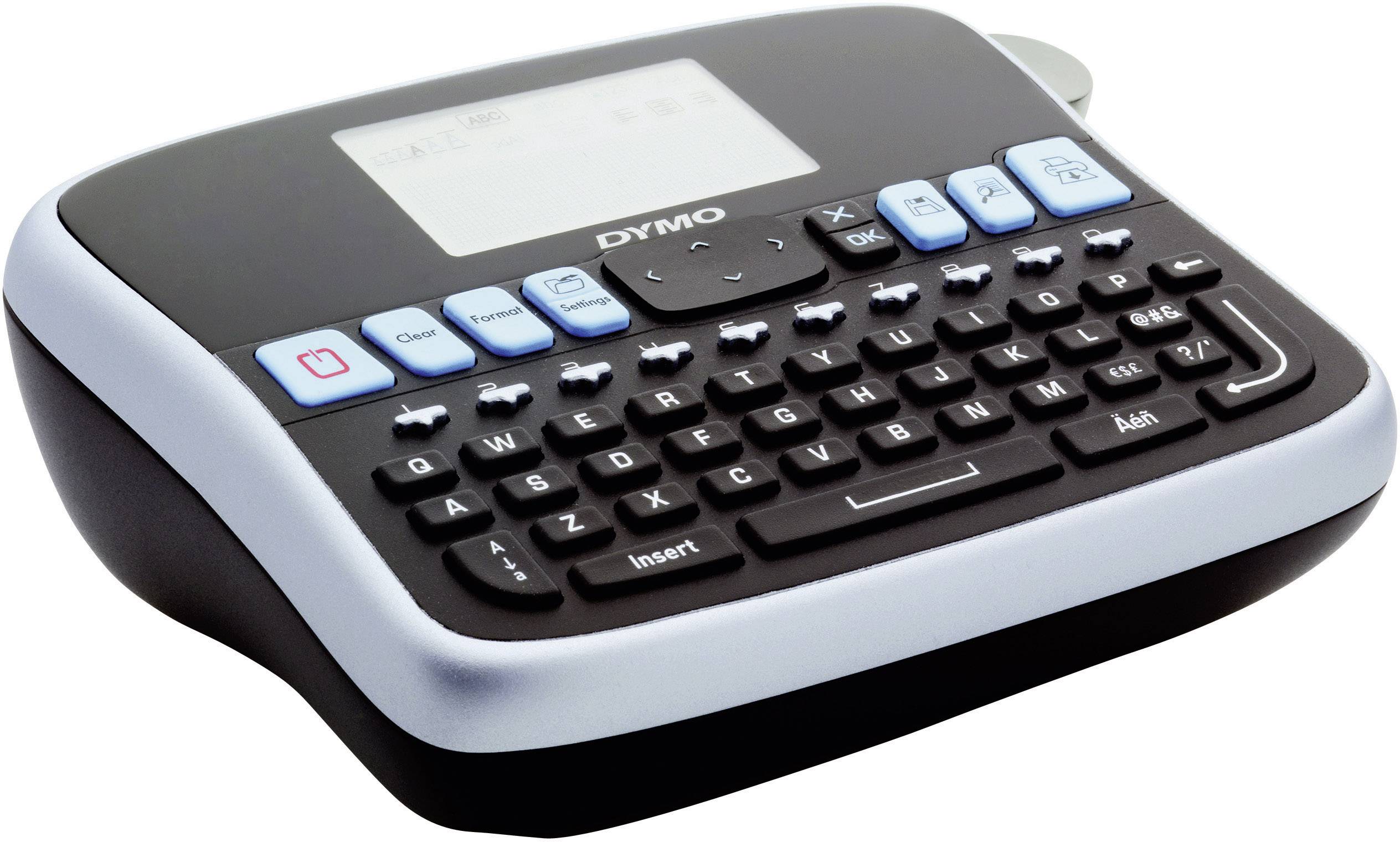 An electronic labelling machine with keyboard and display for creating labels.<br><br>Note: The translation is already quite close to British English. I've used the British spelling of "labelling" with double "l", which is standard in UK English.