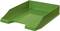 A green plastic document tray with raised sides. Ideal for organising papers and documents on a desk.
