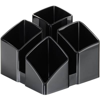 A black, five-part pen holder in flower shape for desk organisation.