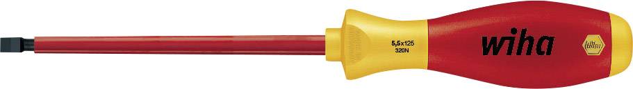 Red and yellow screwdriver with 'wiha' inscription, isolated.