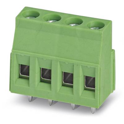 Green four-pole plug terminal for electrical connections, shown in close-up.