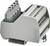 A grey connector block with multiple terminal clips and brand logo. Suitable for electrical connections in control panels.