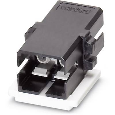 Black electrical connector plug on white background; used for connecting electrical cables in technical devices.