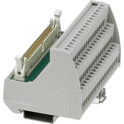 Grey-white multi-terminal connector block with a lever mechanism for electrical connections.