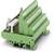 Green electrical terminal block with multiple connection options, with white numbers marked on it for identification.