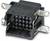 Black plastic plug with numbered metal contacts and side mounting plates, suitable for electronic connections.
