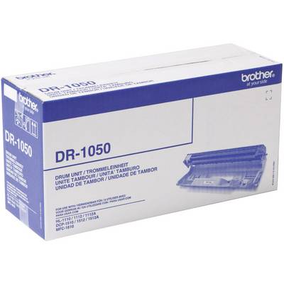 Brother drum unit packaging with model number DR-1050. Packaging displays an image of the product and a list of compatible printer models.