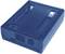 Blue plastic casing with openings, likely for electronic devices such as microcontrollers or small computers.