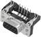 A nine-pin D-sub connector with five pins on the top row and four on the bottom. It is commonly used for serial connection interfaces.