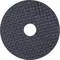 Black cutting disc made of abrasive material with a hole in the centre, used for metal and stone cutting.